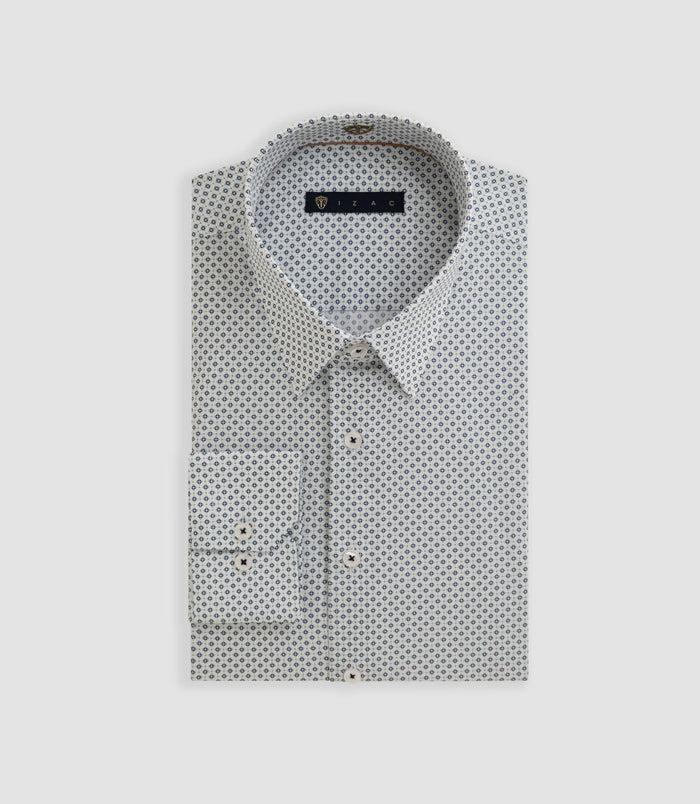 izac Chemise imprimée micro motifs blanc BARTHELEMYOUT