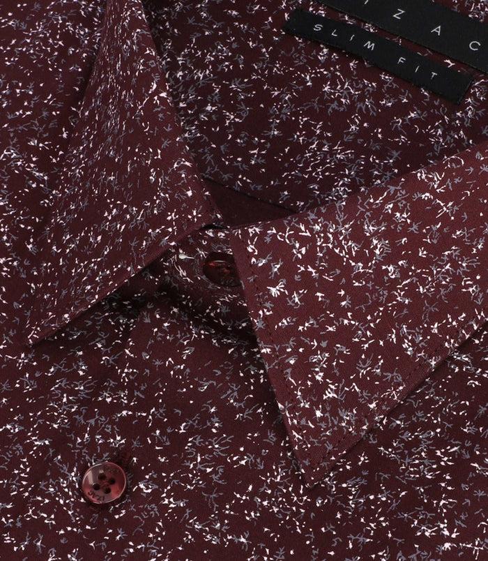 Izac Chemise Imprimée Micro Motifs Bordeaux Et Grise PENTI