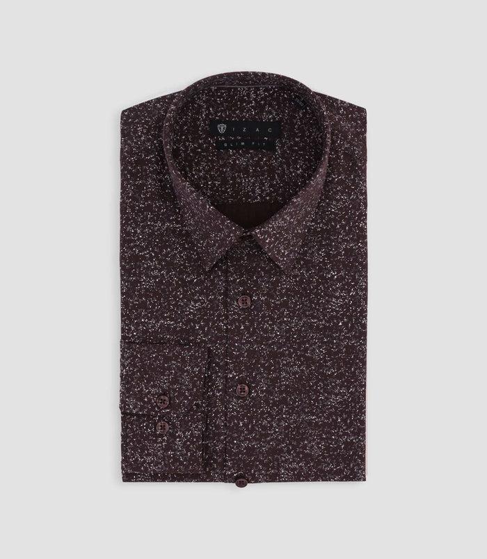 Izac Chemise Imprimée Micro Motifs Bordeaux Et Grise PENTI