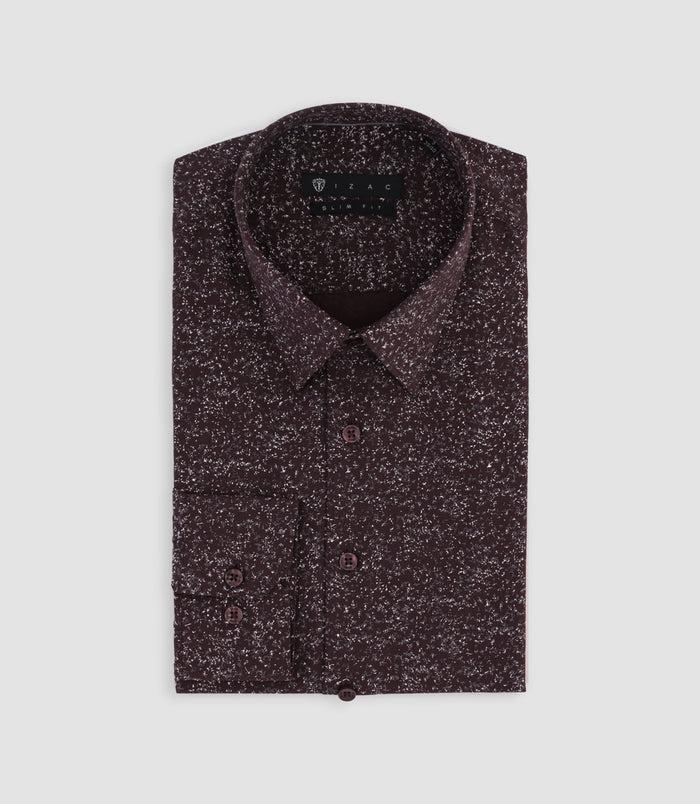 izac Chemise imprimée micro motifs bordeaux et grise PENTI