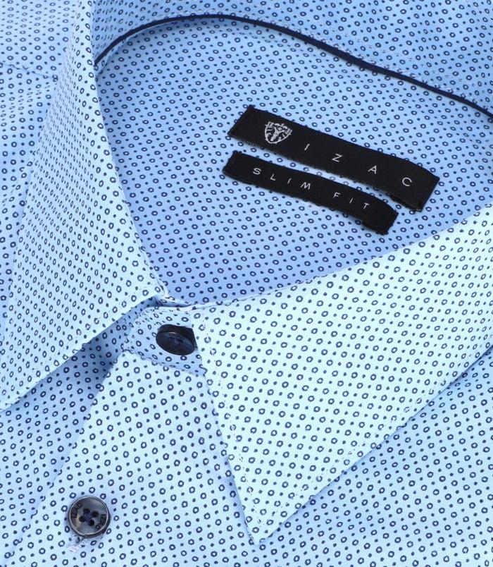 Izac Chemise Imprimée Micro Motifs Ciel Marine PERLE