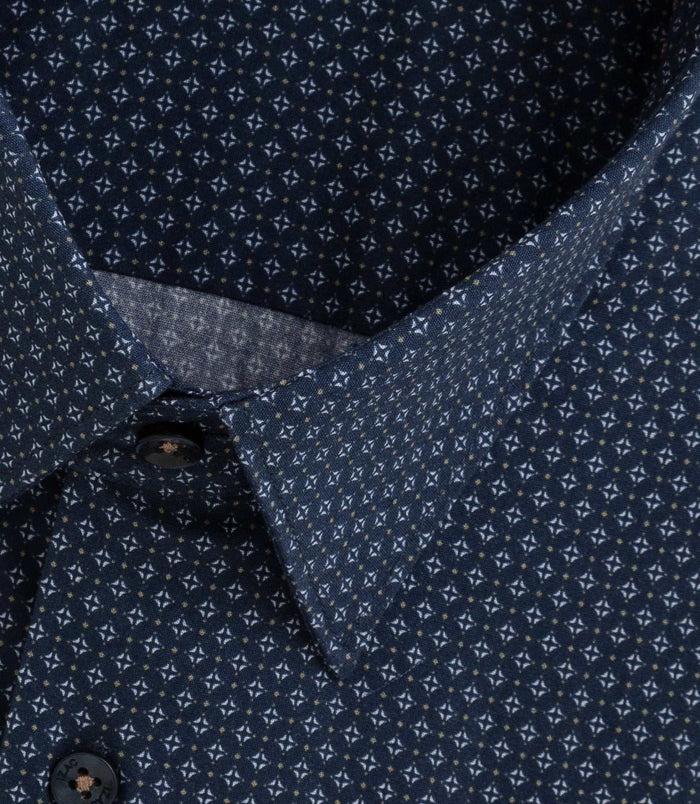 Izac Chemise Imprimée Micro Motifs Marine BARTHELEMYOUT