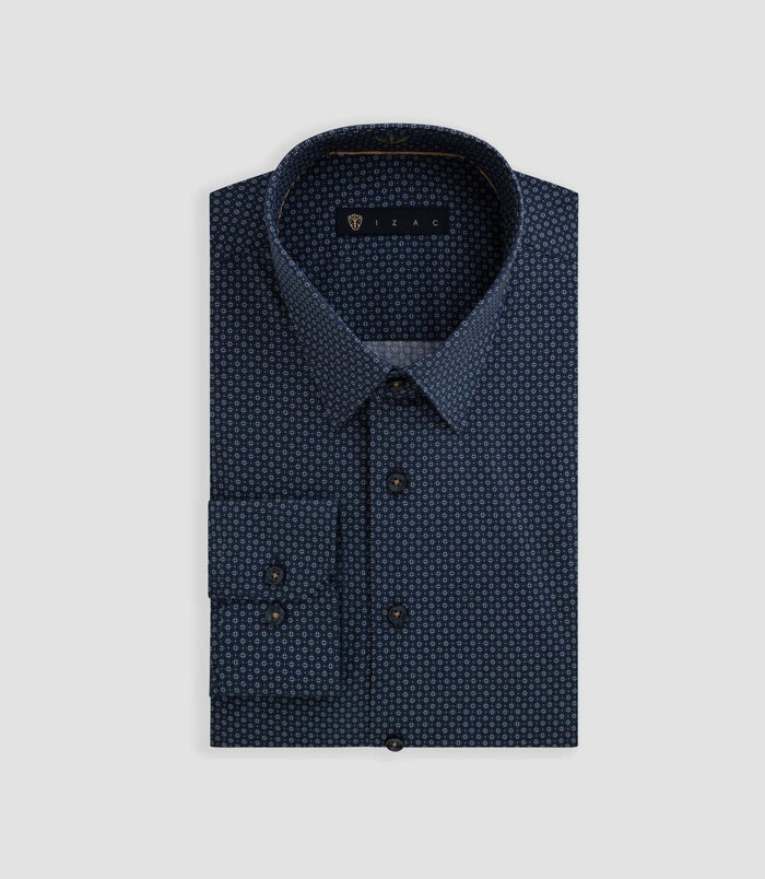 izac Chemise imprimée micro motifs marine BARTHELEMYOUT