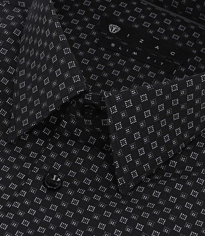 Izac Chemise Imprimée Micro Motifs Noire Et Grise PAMPA