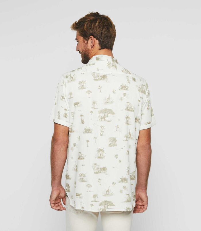 Izac Chemise Manches Courtes à Imprimé Beige "Kurt 2"
