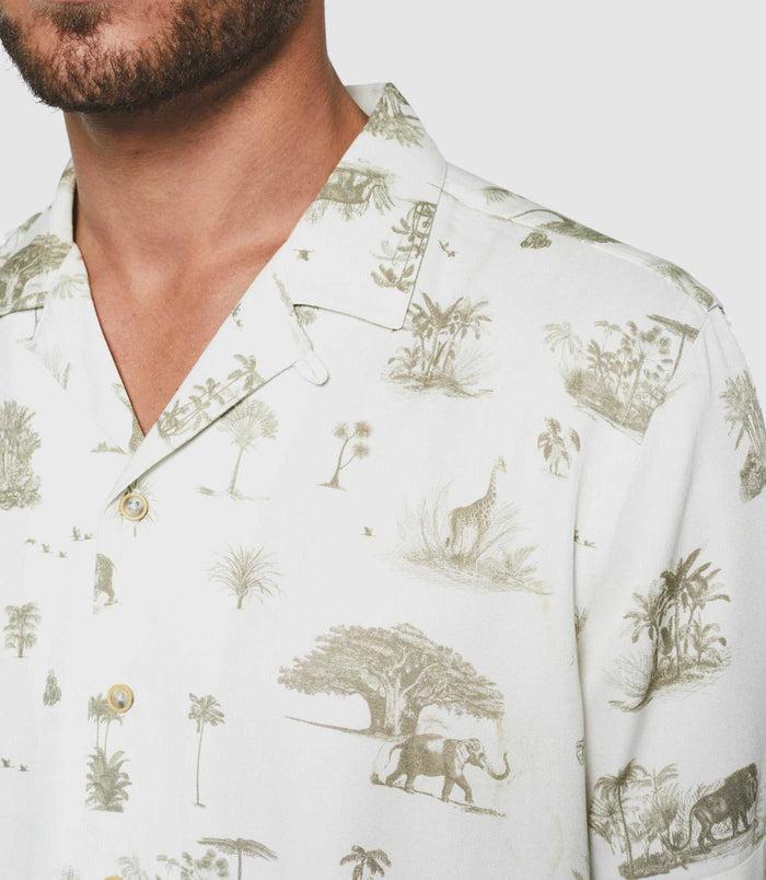 izac Chemise manches courtes à imprimé beige "Kurt 2"