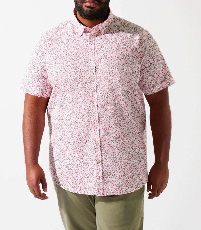 Izac Chemise Manches Courtes à Imprimé Blanc Et Rose KIMBT