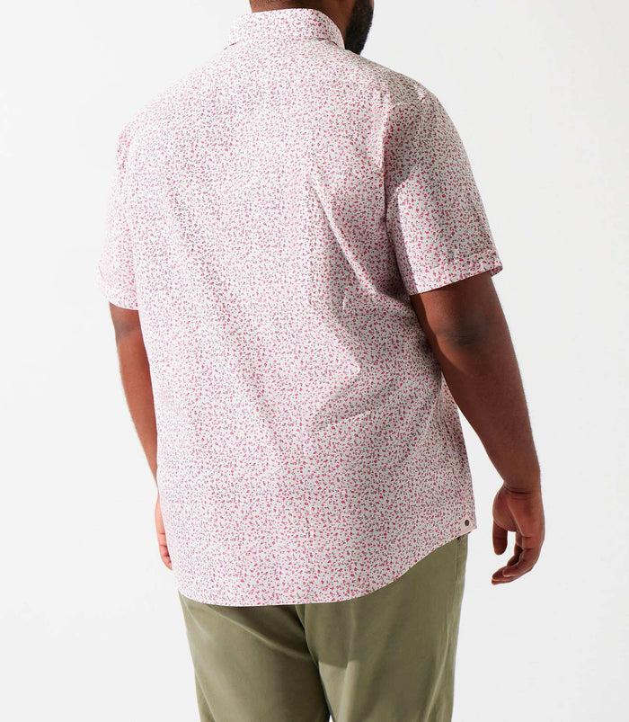 Izac Chemise Manches Courtes à Imprimé Blanc Et Rose KIMBT