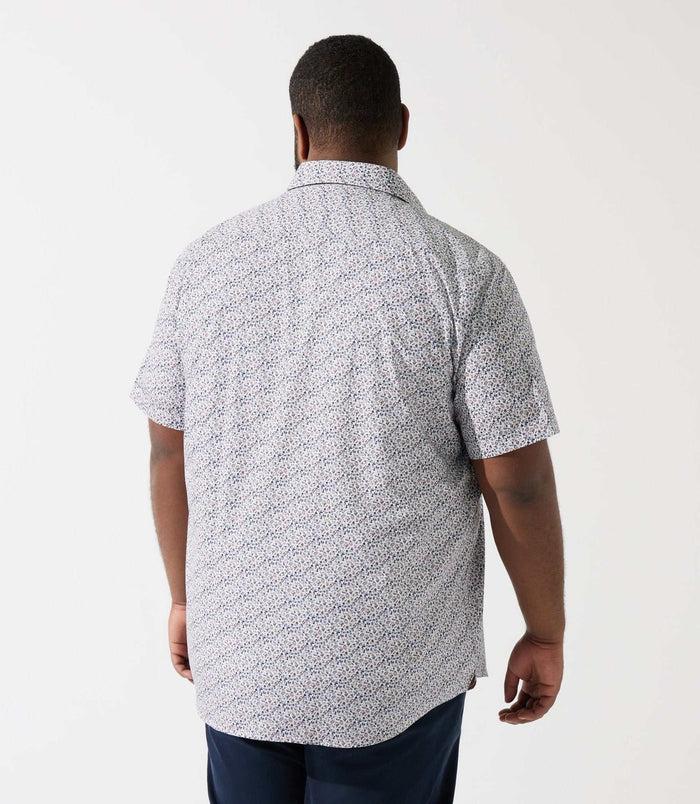 Izac Chemise Manches Courtes à Imprimé Blanche Et Bleue KIRANBT
