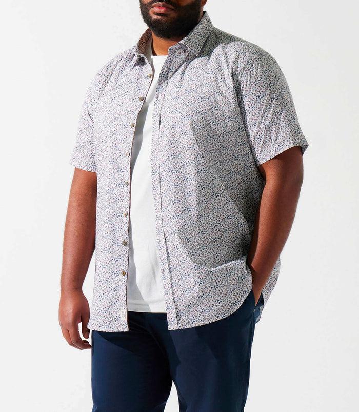 Izac Chemise Manches Courtes à Imprimé Blanche Et Bleue KIRANBT