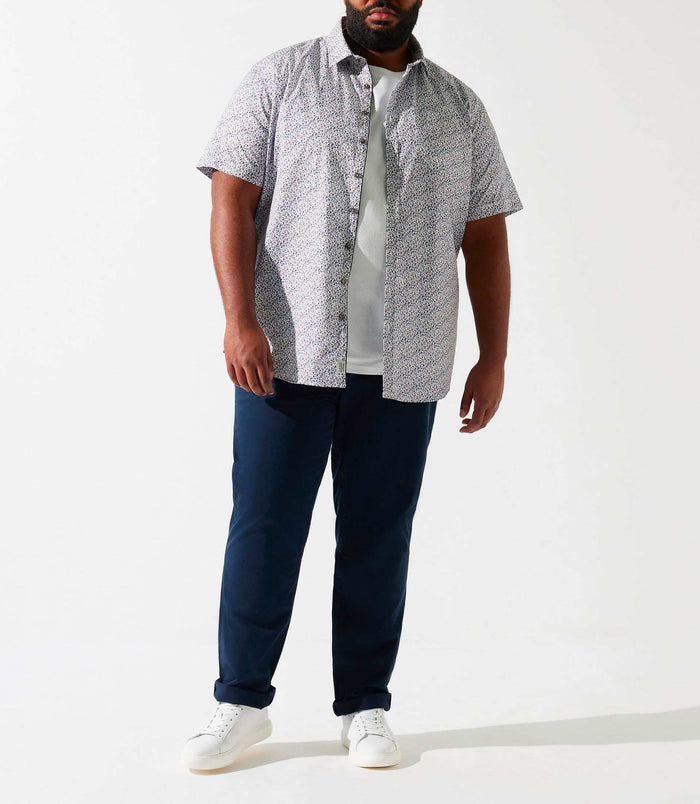 izac Chemise manches courtes à imprimé blanche et bleue KIRANBT