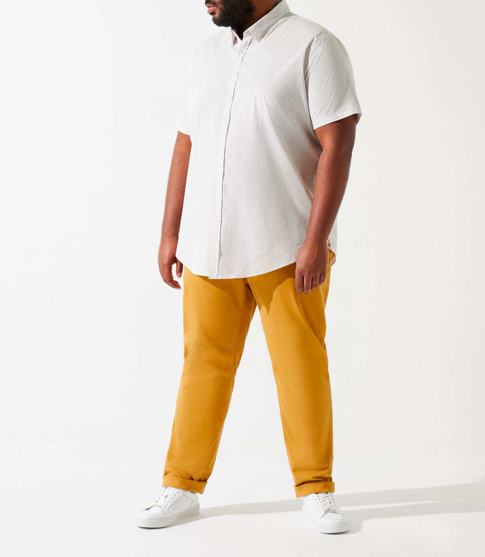 Izac Chemise Manches Courtes à Imprimé Blanche Et Camel KAMELBT