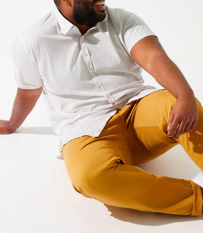 Izac Chemise Manches Courtes à Imprimé Blanche Et Camel KAMELBT