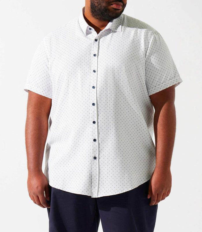 Izac Chemise Manches Courtes à Imprimé Blanche Et Marine KEDDYBT