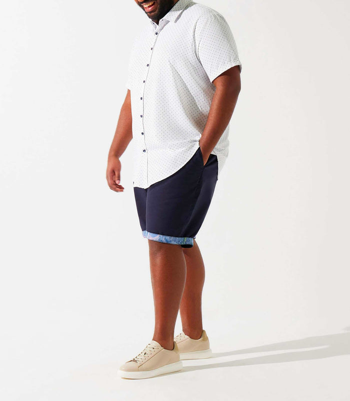 izac Chemise manches courtes à imprimé blanche et marine KEDDYBT