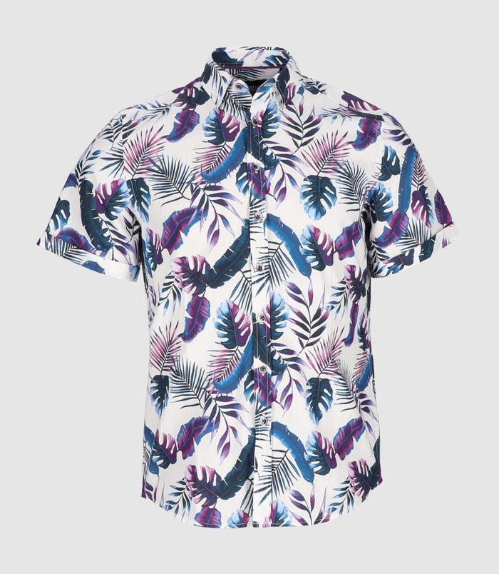 izac Chemise manches courtes avec imprimé bleu et violet "King 2"