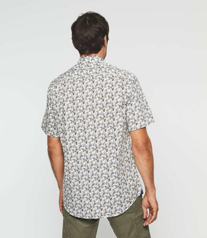 Izac Chemise Manches Courtes Blanche Et Bleue "Kerane"
