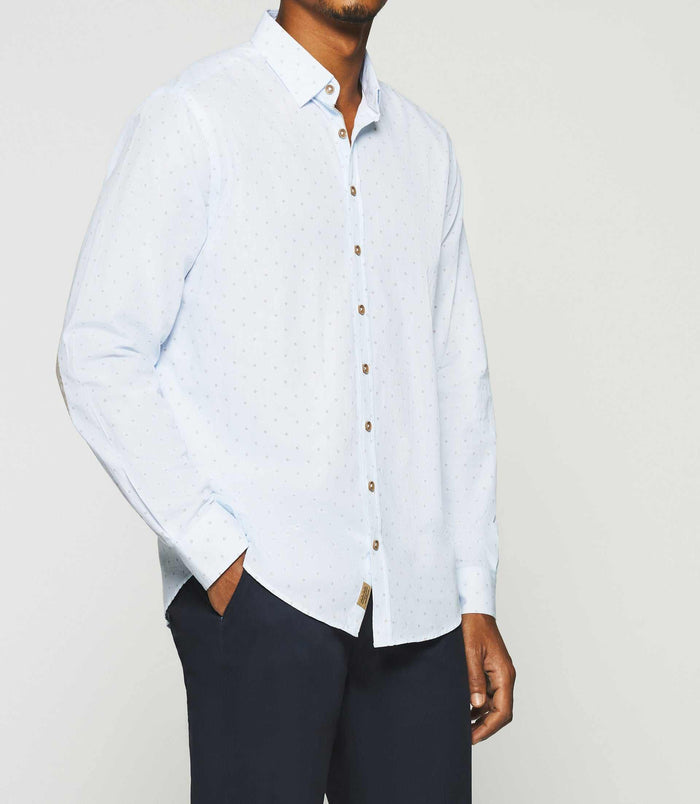 Izac Chemise Regular à Imprimé Blanche Et Camel KELLY