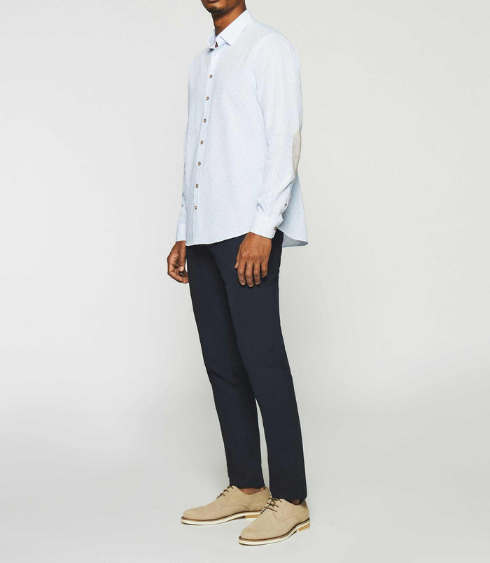 izac Chemise regular à imprimé blanche et camel KELLY