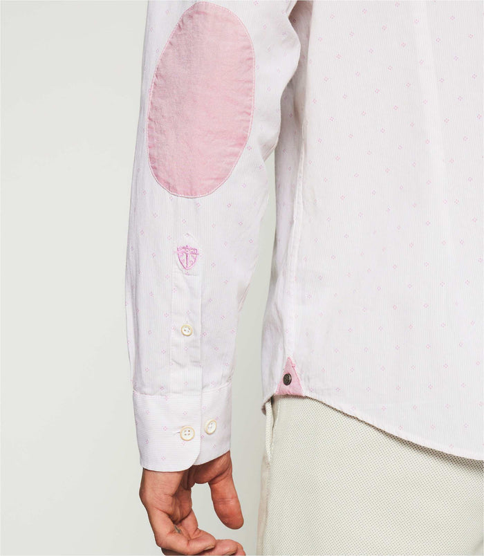 Izac Chemise Regular à Imprimé Blanche Et Rose KELLY