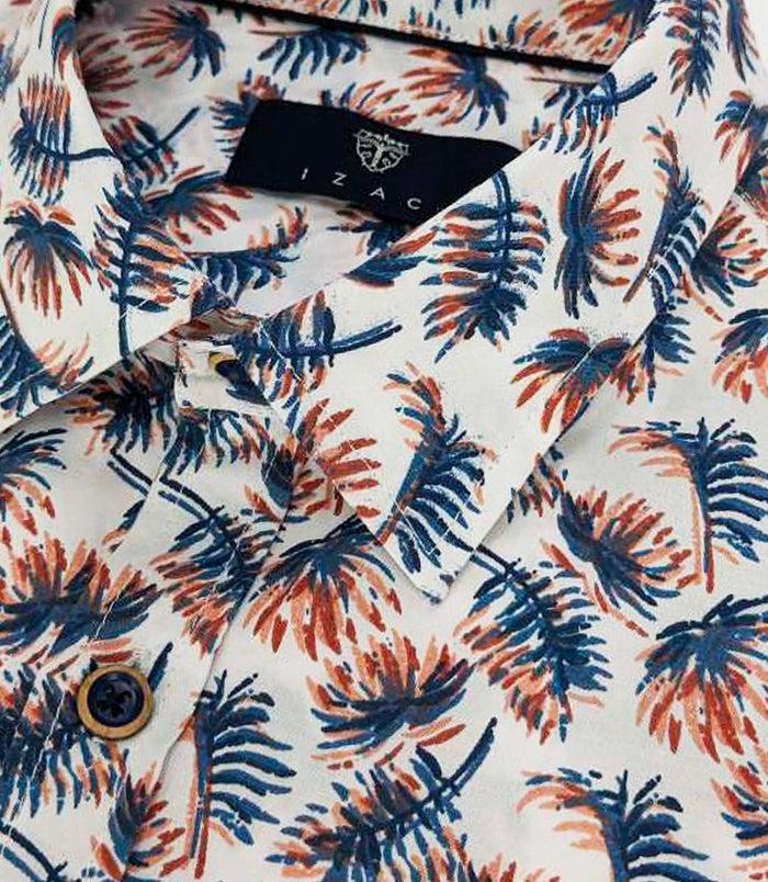 Izac Chemise Regular à Imprimé Blanche Et Rouge KAOSOUT