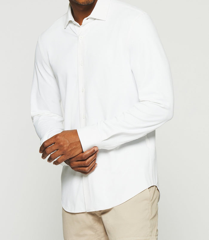 Izac Chemise Regular En Maille Piquée Blanche MELCHIOR
