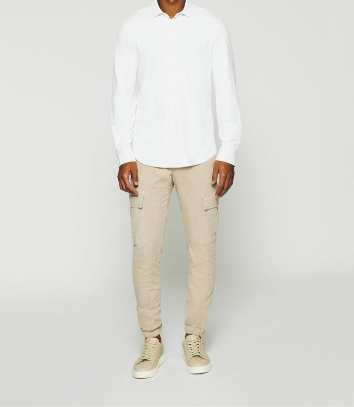 izac Chemise regular en maille piquée blanche MELCHIOR