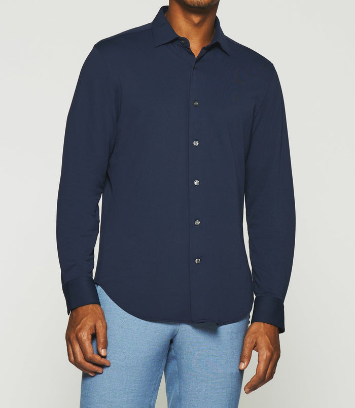Izac Chemise Regular En Maille Piquée Marine MELCHIOR