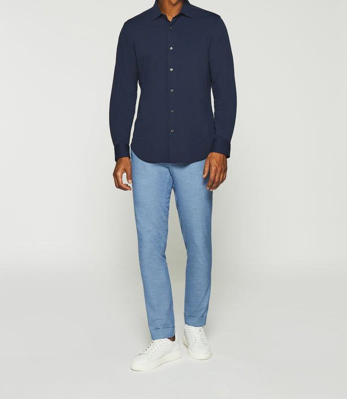 izac Chemise regular en maille piquée marine MELCHIOR