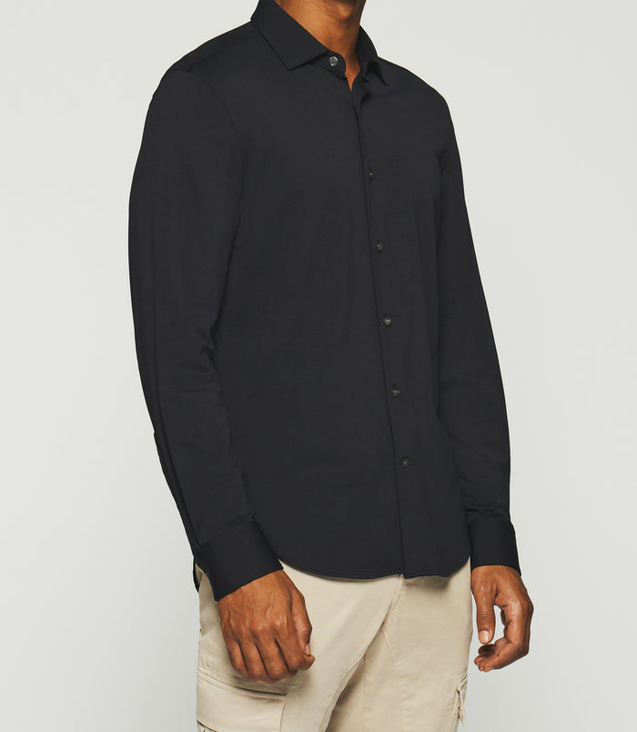 Izac Chemise Regular En Maille Piquée Noire MELCHIOR