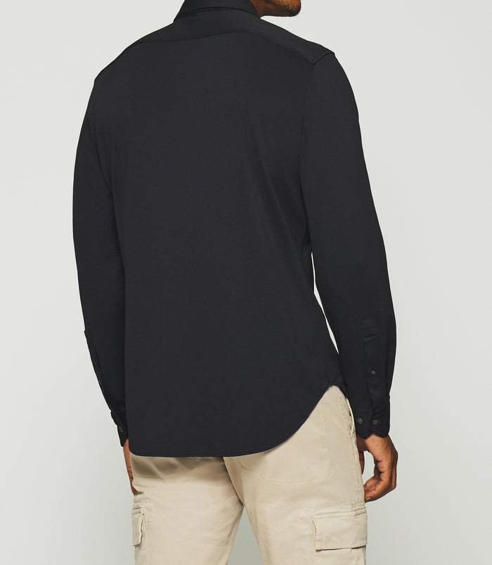 Izac Chemise Regular En Maille Piquée Noire MELCHIOR