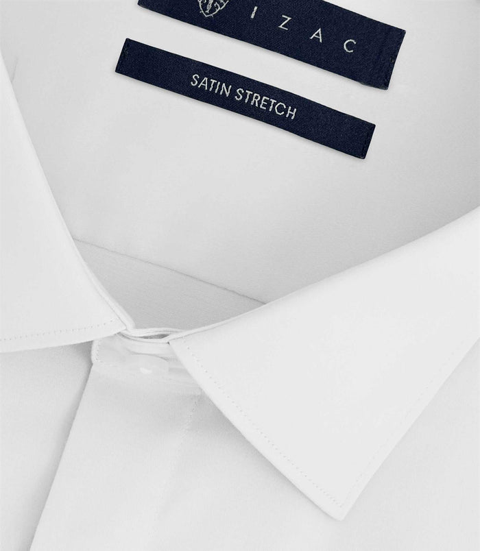 Izac Chemise Regular En Satin Stretch Blanche SASTRETCHMIXTE