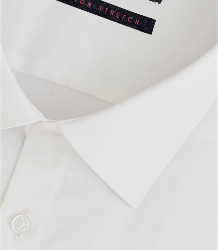 Izac Chemise Regular En Satin Stretch Blanche SASTRETCHBASIC