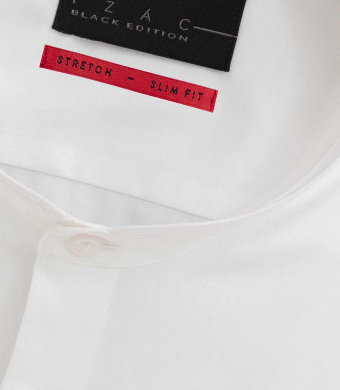 Izac Chemise Satin Col Officier Blanche "Benjamin Coton"