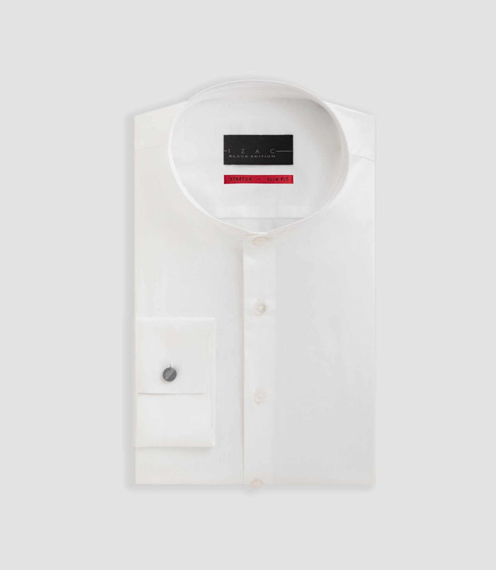 Izac Chemise Satin Col Officier Blanche "Benjamin Coton"