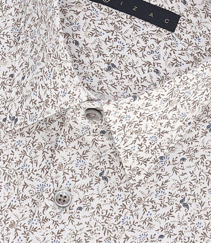 Izac Chemise Slim à Imprimé Fleuris Blanche Et Camel MANU