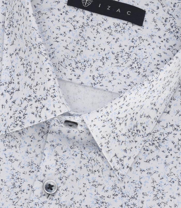 Izac Chemise Slim à Imprimé Floral Blanche Et Marine MANU