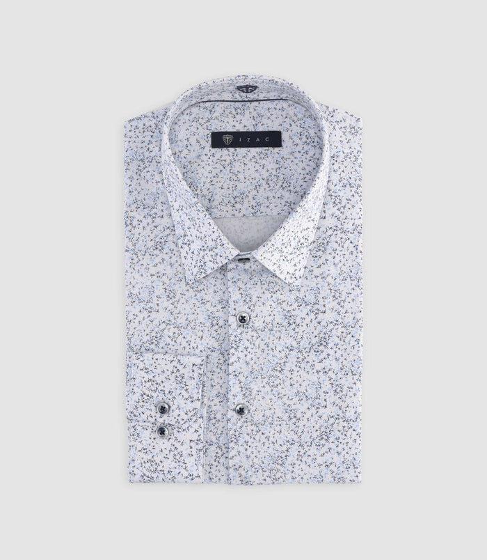 Izac Chemise Slim à Imprimé Floral Blanche Et Marine MANU