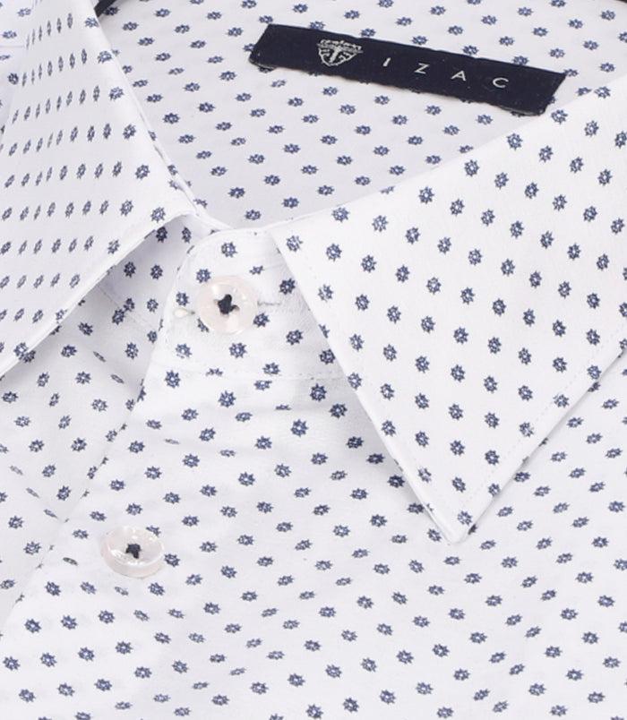 Izac Chemise Slim à Imprimé Micro Motifs Blanc MATHEWOUT