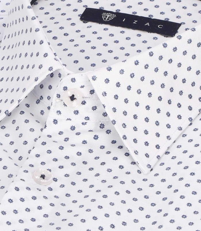 Izac Chemise Slim à Imprimé Micro Motifs Blanc MATHEWOUT