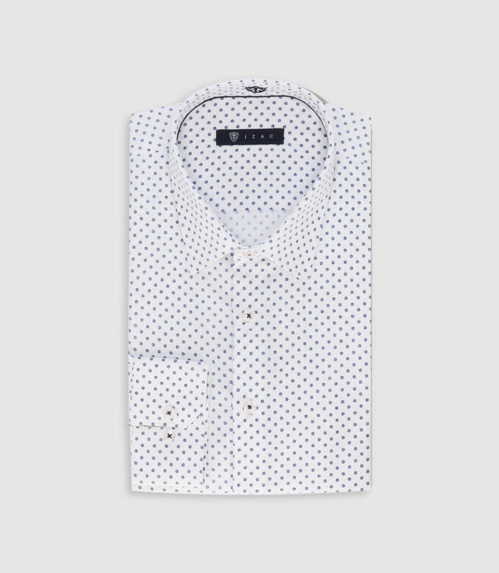 izac Chemise slim à imprimé micro motifs blanc MATHEWOUT