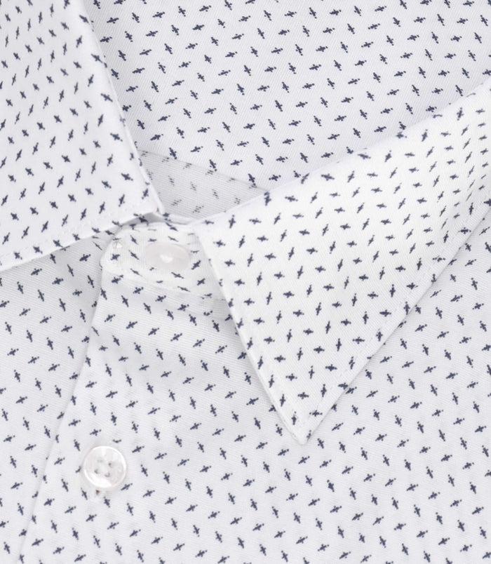 Izac Chemise Slim à Imprimé Micro Motifs Blanc MATTHIAS