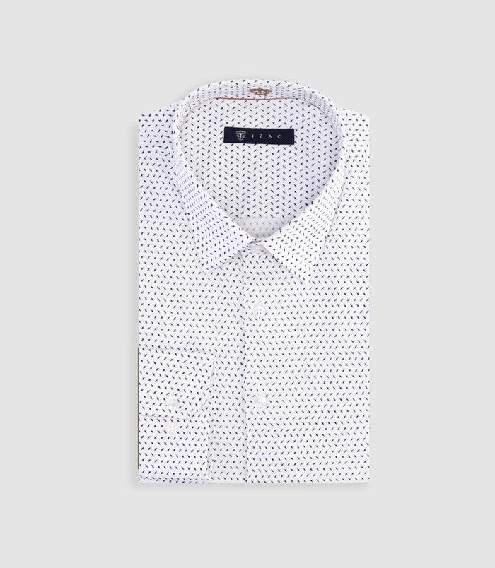 Izac Chemise Slim à Imprimé Micro Motifs Blanc MATTHIAS