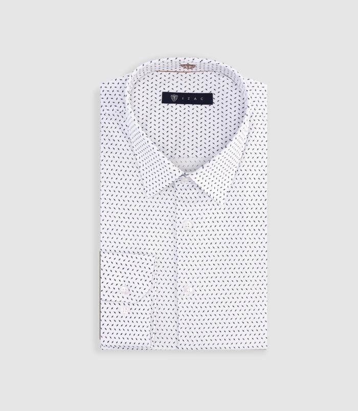 izac Chemise slim à imprimé micro motifs blanc MATTHIAS