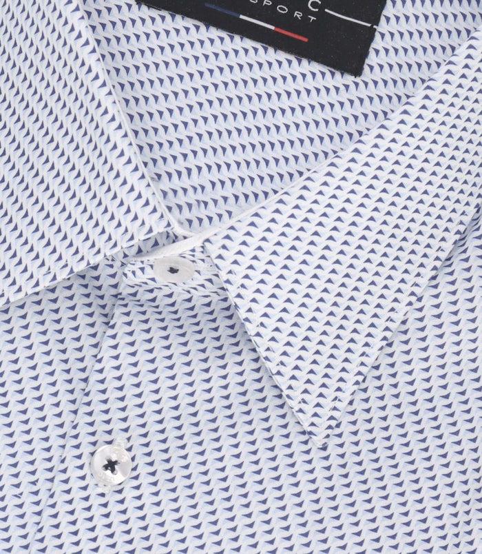 Izac Chemise Slim à Imprimé Micro Motifs Bleu MATHIS