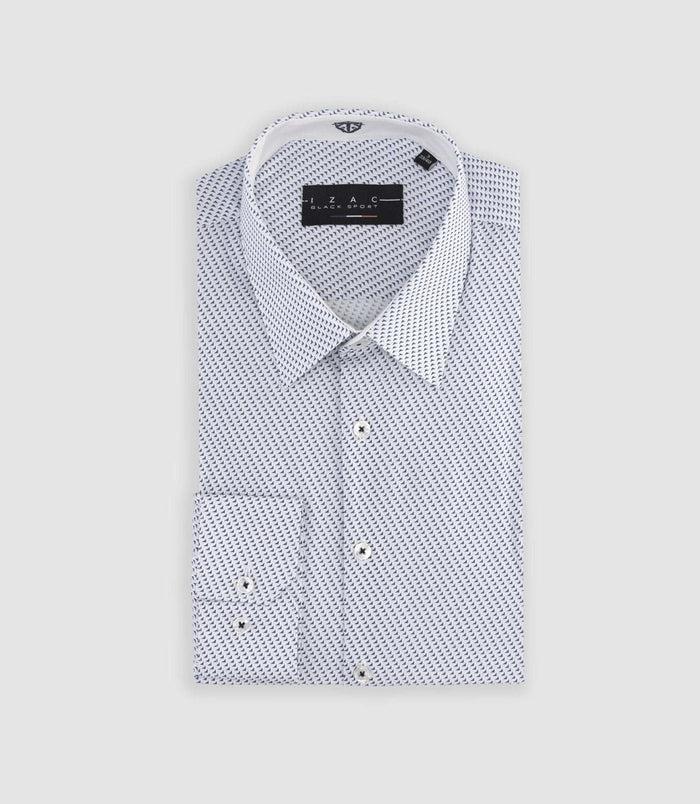Izac Chemise Slim à Imprimé Micro Motifs Bleu MATHIS
