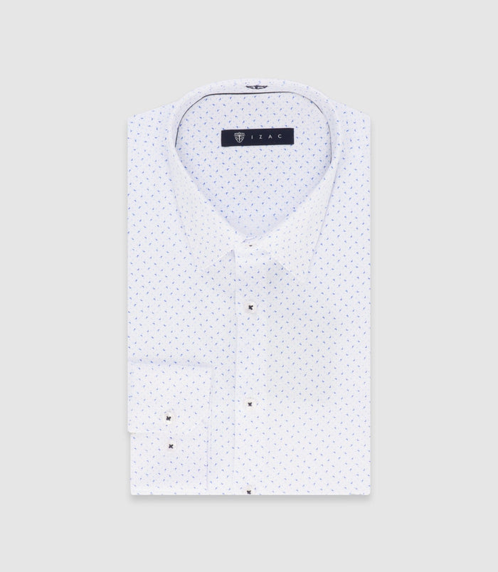 izac Chemise slim à imprimé micro motifs bleu MATHISOUT