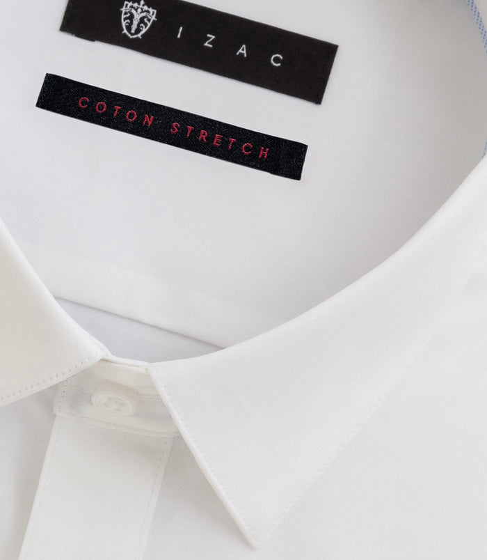 Izac Chemise Slim En Popeline Stretch Blanche MALTE