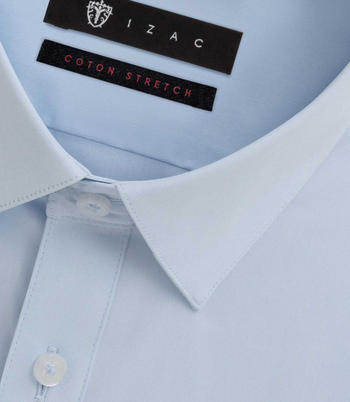 Izac Chemise Slim En Popeline Stretch Bleu Ciel MALTE