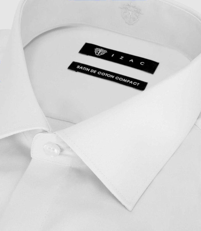 Izac Chemise Slim En Satin De Coton Blanc SAMIXSLIM
